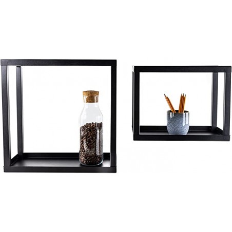 Półki metalowe malowane proszkowo na czarno w modnych wzorach (2 szt.)